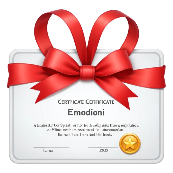 a white certificate with a bow on a black background. Lots of details sticker