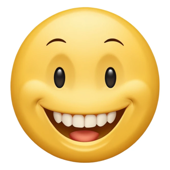 a yellow  smiley face with very long teeth like the trivago guy sticker