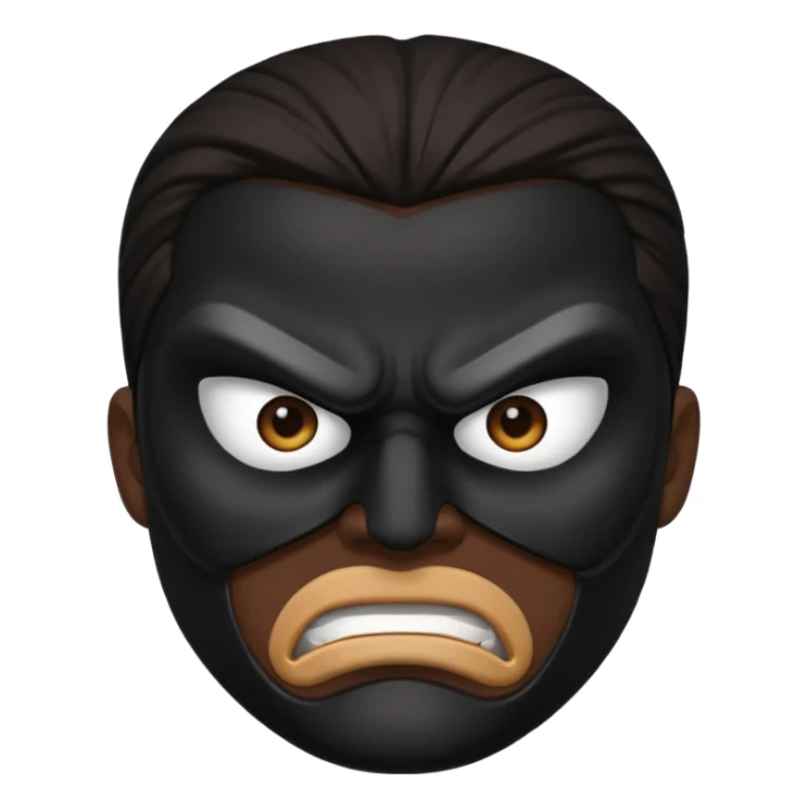 angry ninja face emoji, black mask, intense eyes, furrowed brows sticker