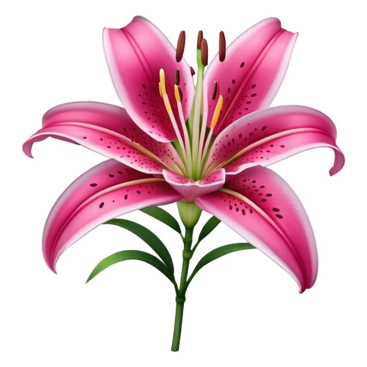 single Deep Pink Oriental Lily with White Edge, straight stem sticker