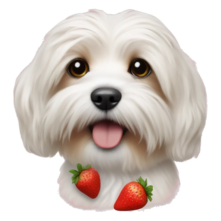 realistic havanese puppy strawberry close-up sticker