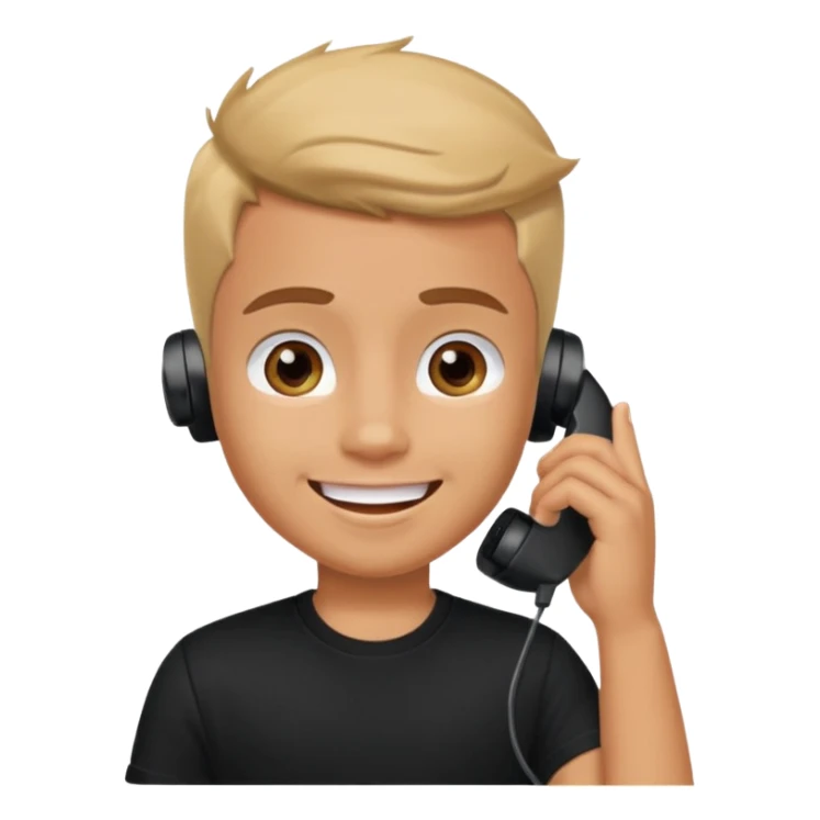 generate a pretty tan bratz boy smiling while talking on call. Wearing a black tshirt sticker