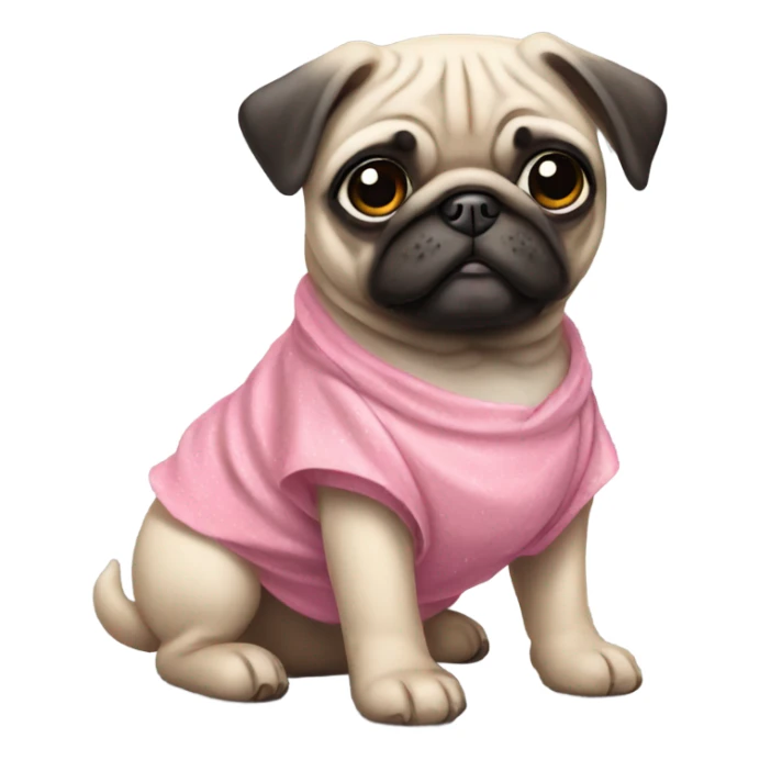 pug puppy with pink dress sticker