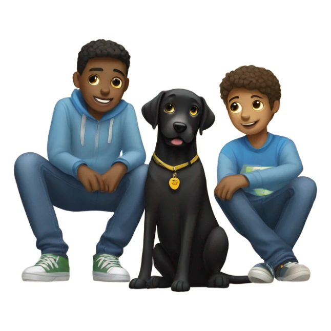 Black lab with two teenage boys  sticker
