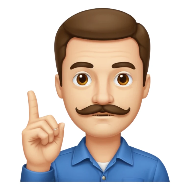 un uomo baffuto spocchioso con il dito alzato e con sguardo compiaciuto da chi la sa lunga sticker