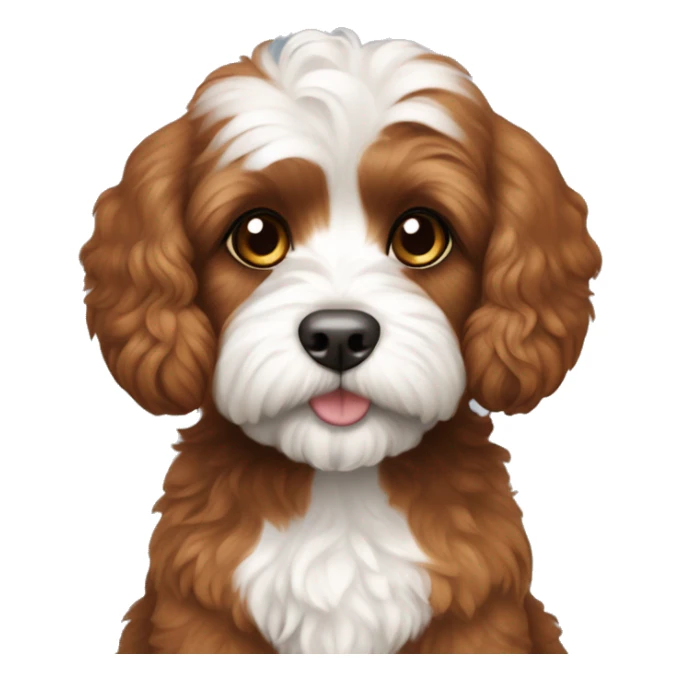Cavoodle red brown fur with white belly and paws sticker