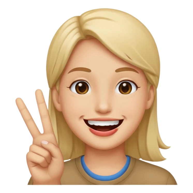 Smile with peace sign by mouth sticker