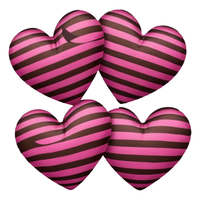 pink and dark brown striped hearts  sticker