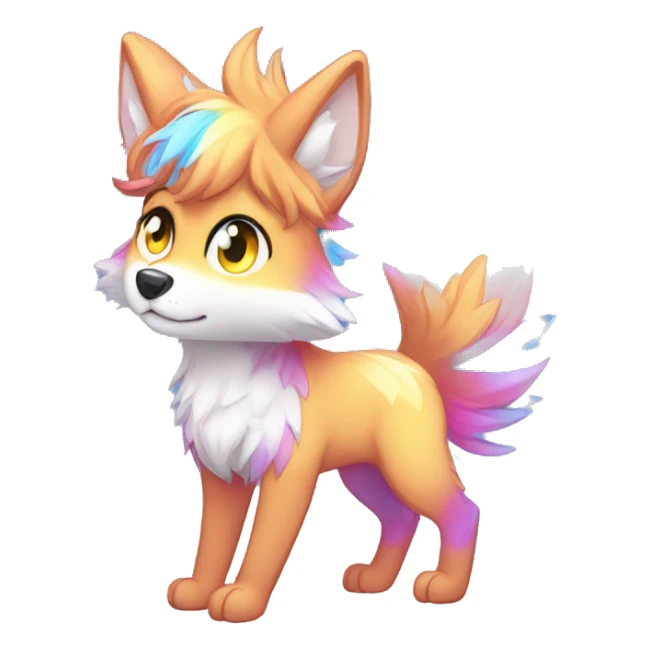 Colorful Shiny Fionbri-Falvie-sparkle-wolf-sona full body sticker
