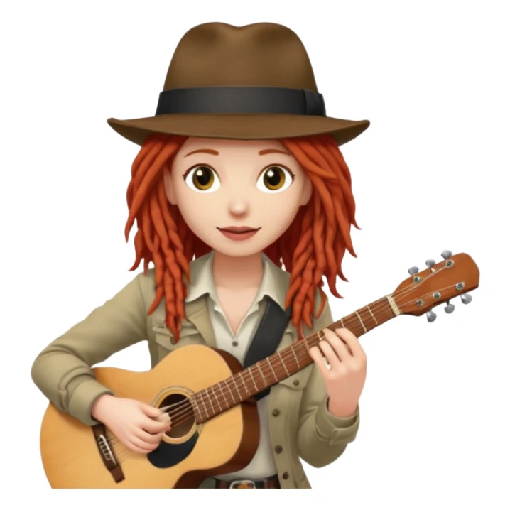 female red haired Musician with dreadlocks and fedora sticker