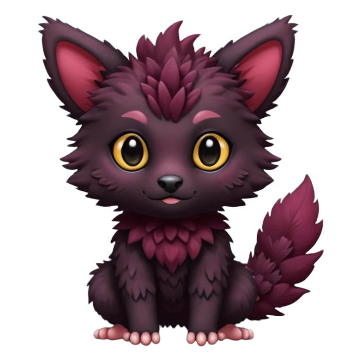 Cute adorable black Trico-hybrid-creature dark burgundy (full body) sticker