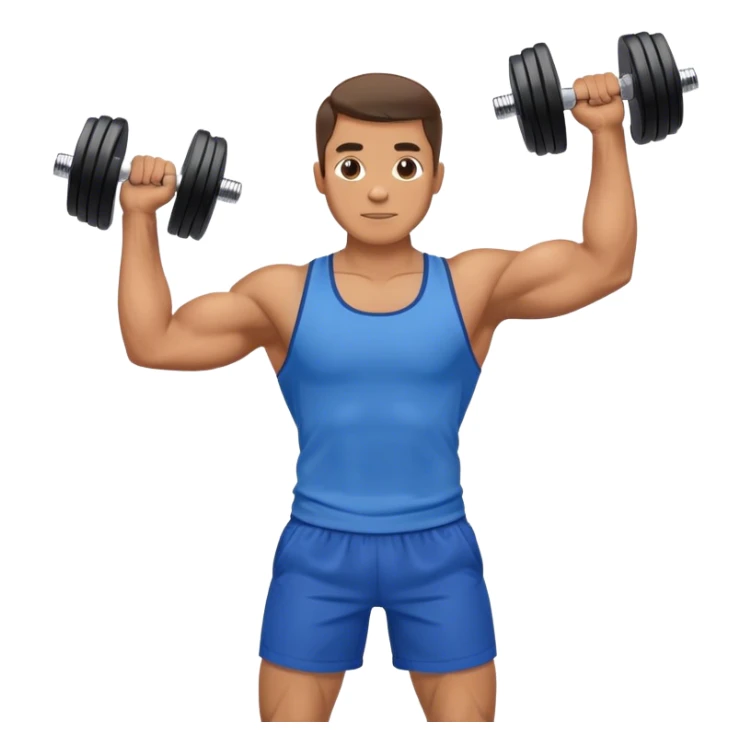 man with blue shorts doing side-lateral raise (T pose) with light dumbbells sticker