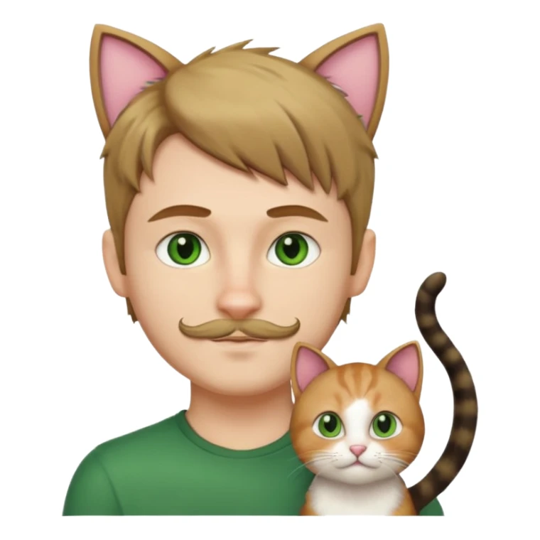 white boy with cat tail with little facial hair and cat ears sticker