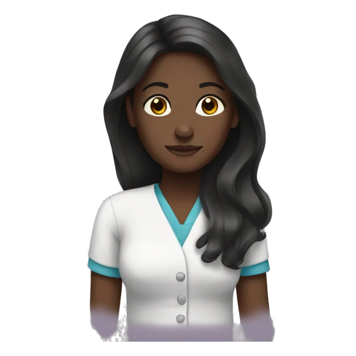 Caregiver dark skin long dark hair sticker