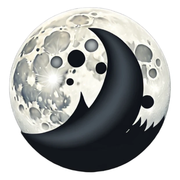  white moon in black sky sticker