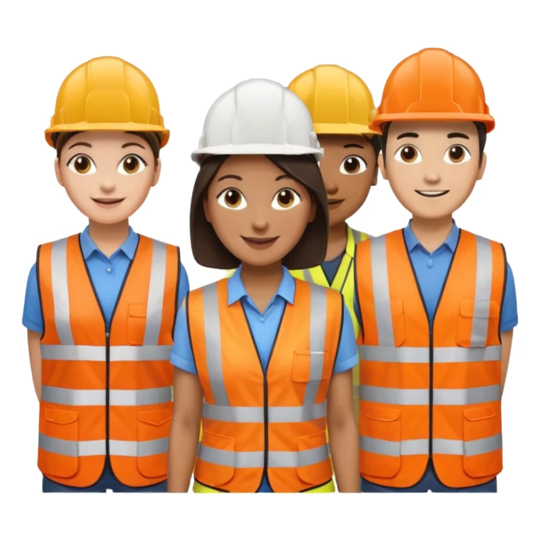 group of railway engineers mixed races and genders behind a table sticker