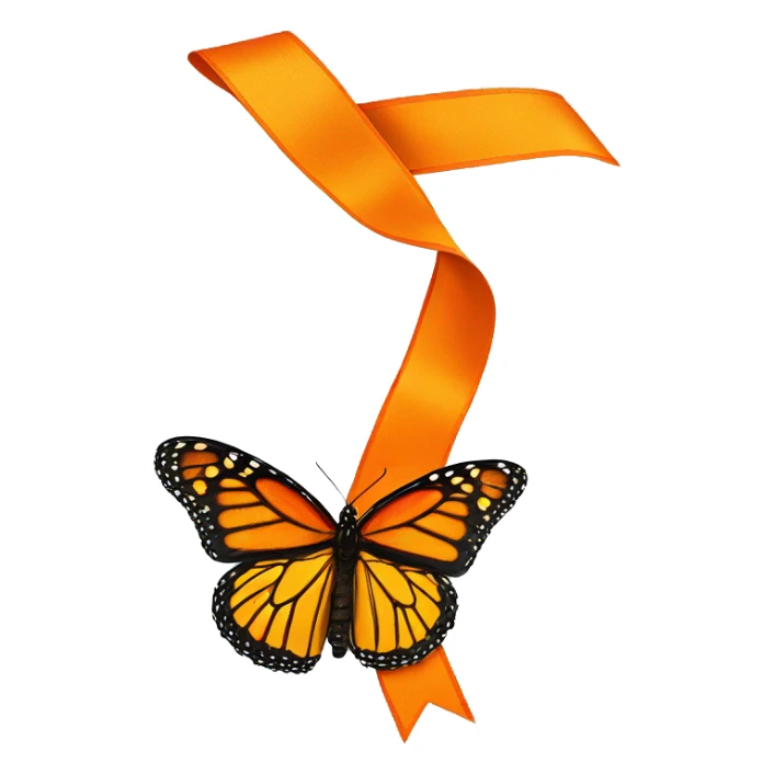 Orange ribbon with a monarch butterfly on it  sticker