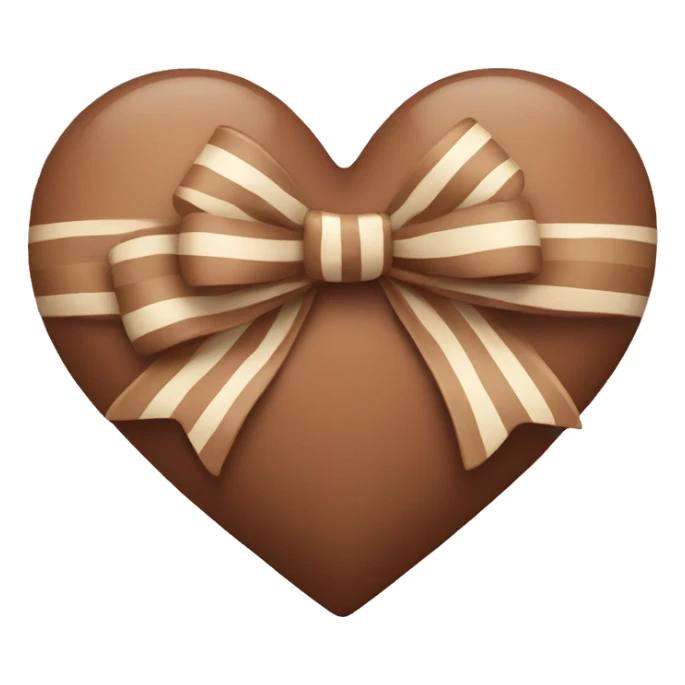 brown pastel heart with a beige striped bow sticker