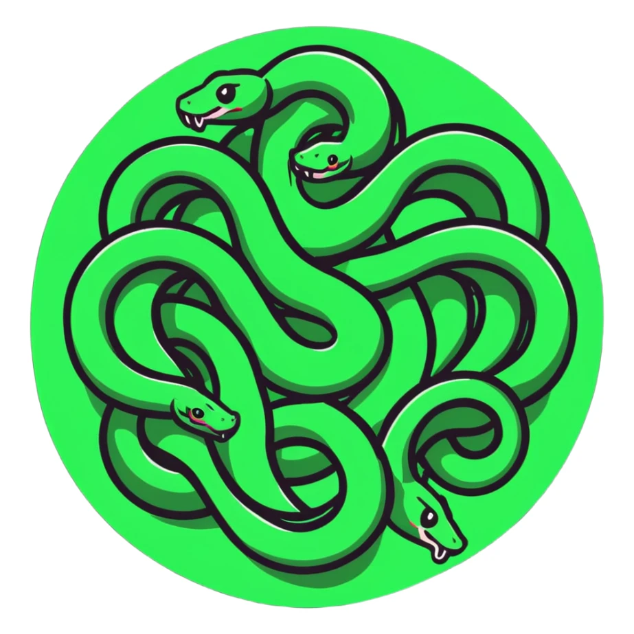 circle of snakes, multiple snakes arranged in a circular pattern sticker