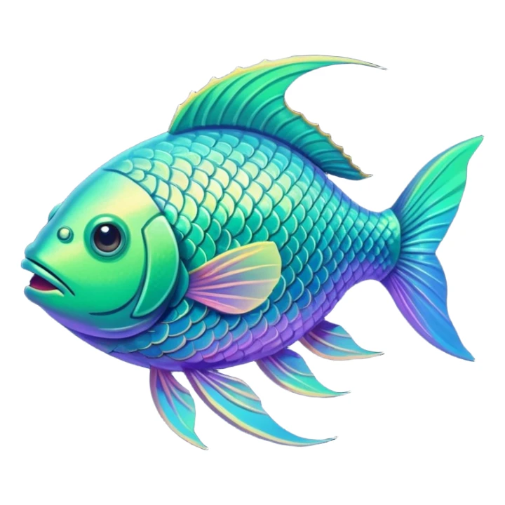 the flat side view of a green divine fictional fish sticker