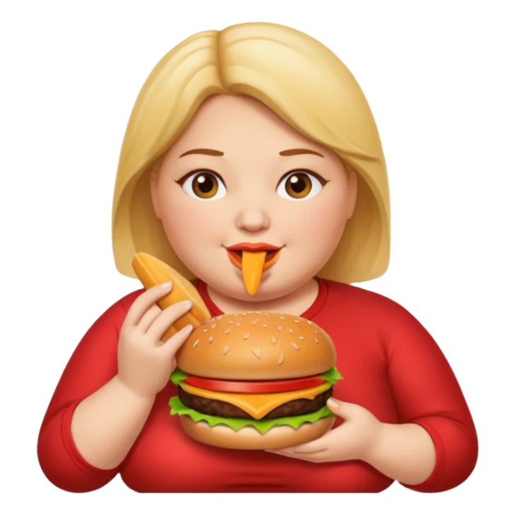 fat woman eating burger sticker