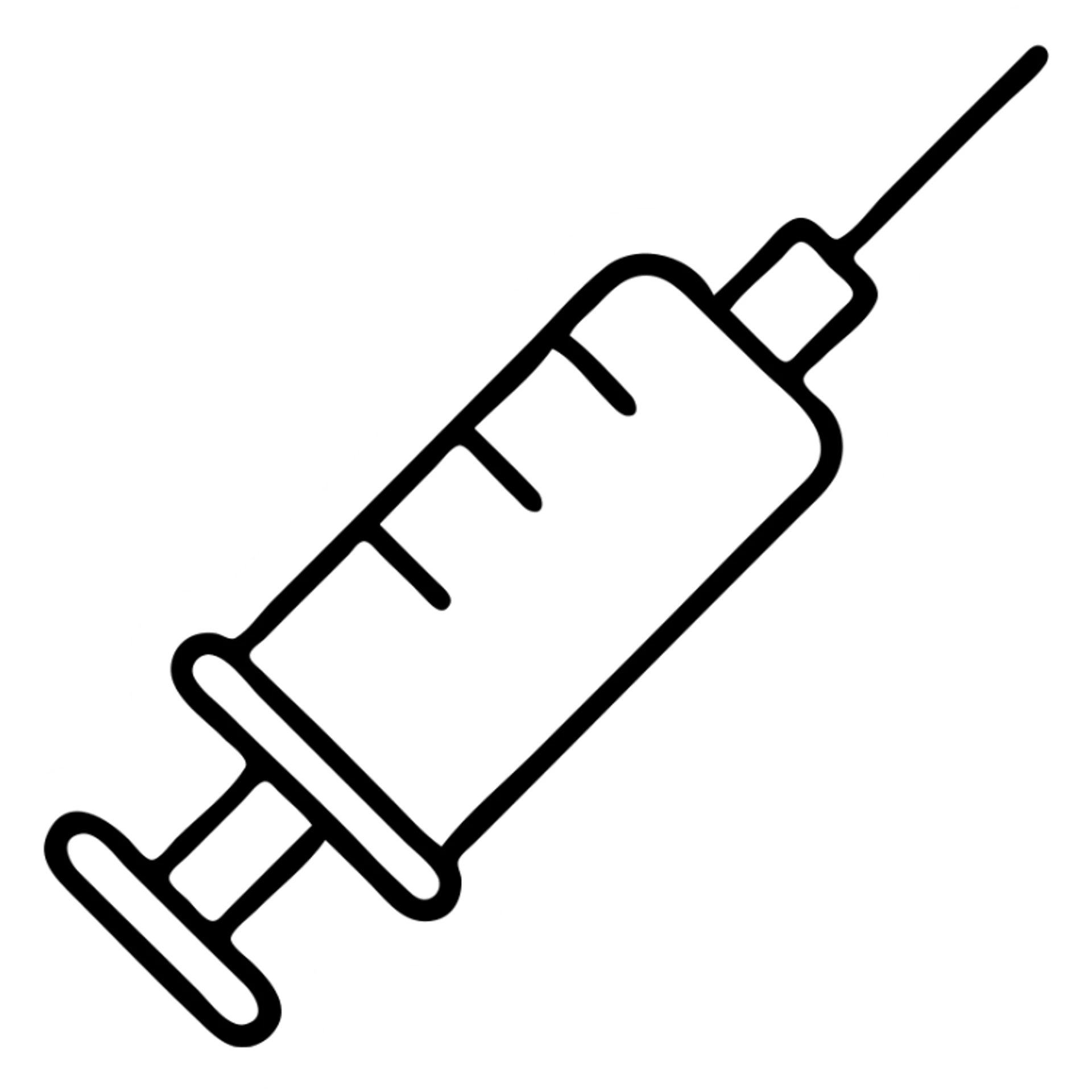 A medical syringe with needle, simple and recognizable icon for healthcare sticker