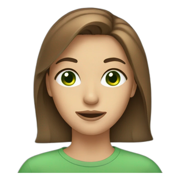 women face and long brown hair and green eyes sticker