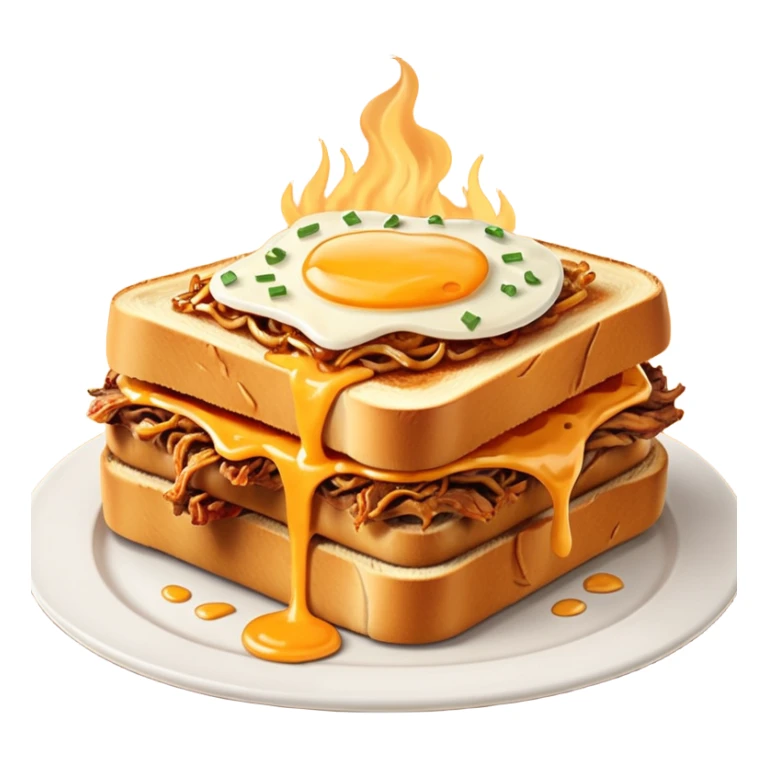 BBQ pulled pork melt on texas toast with crispy onions  sticker