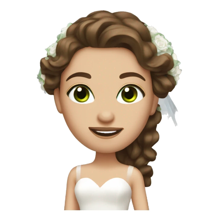 Bride with long wavy brown hair and green eyes  sticker