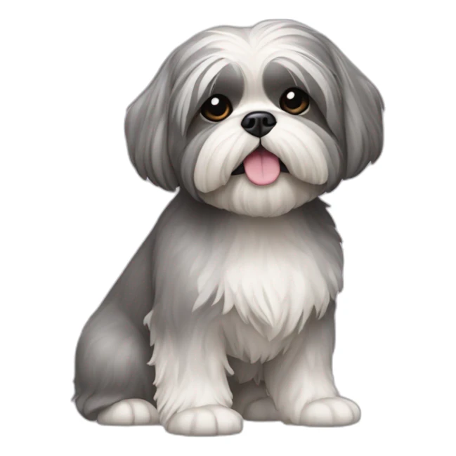 a grey shih tzu with one foot up sticker