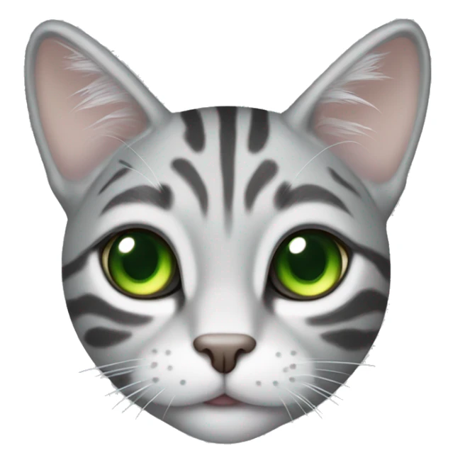 Silver tabby cat with some tan spots and green eyes sticker