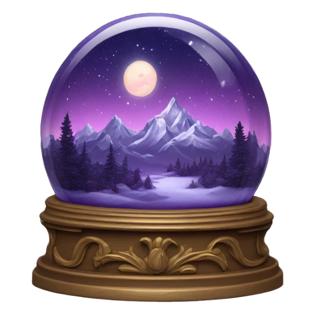 vintage purple rococo night sky mountains snow globe sticker