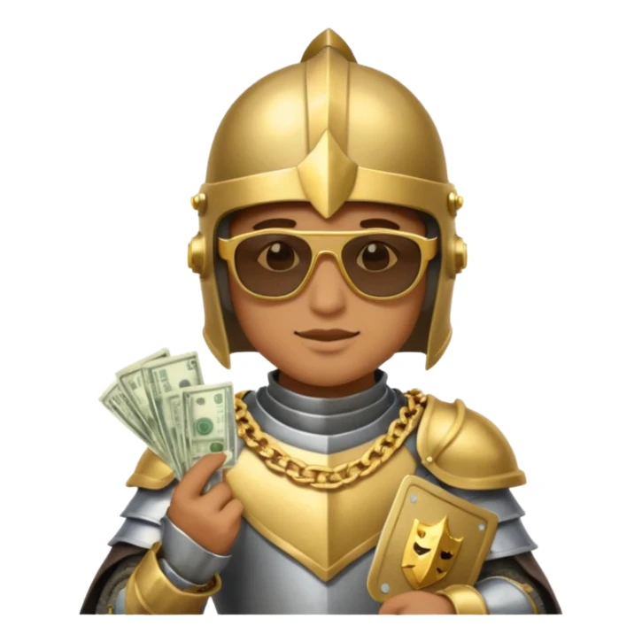 Knight helmet gold chain sunglasses money sticker