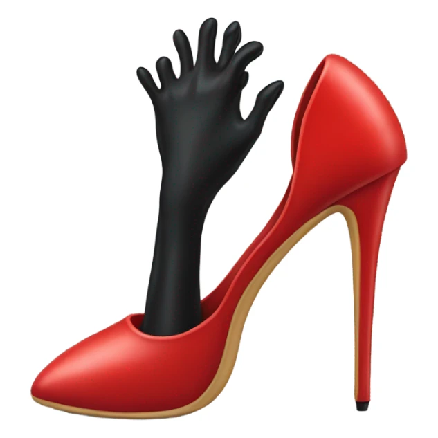 Red high heel stiletto with black nylon encased foot sticker