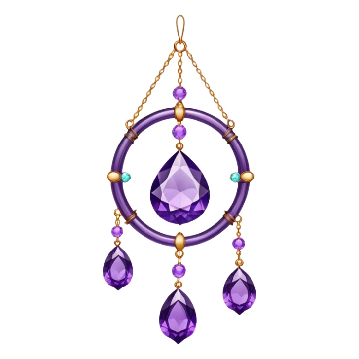Hanging suncatcher, threads with shiny sparkly amethyst gemstones,  sticker