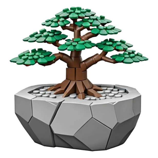 Stone Age rocks cracked and broken forming a very shallow bonsai pot Lego  sticker