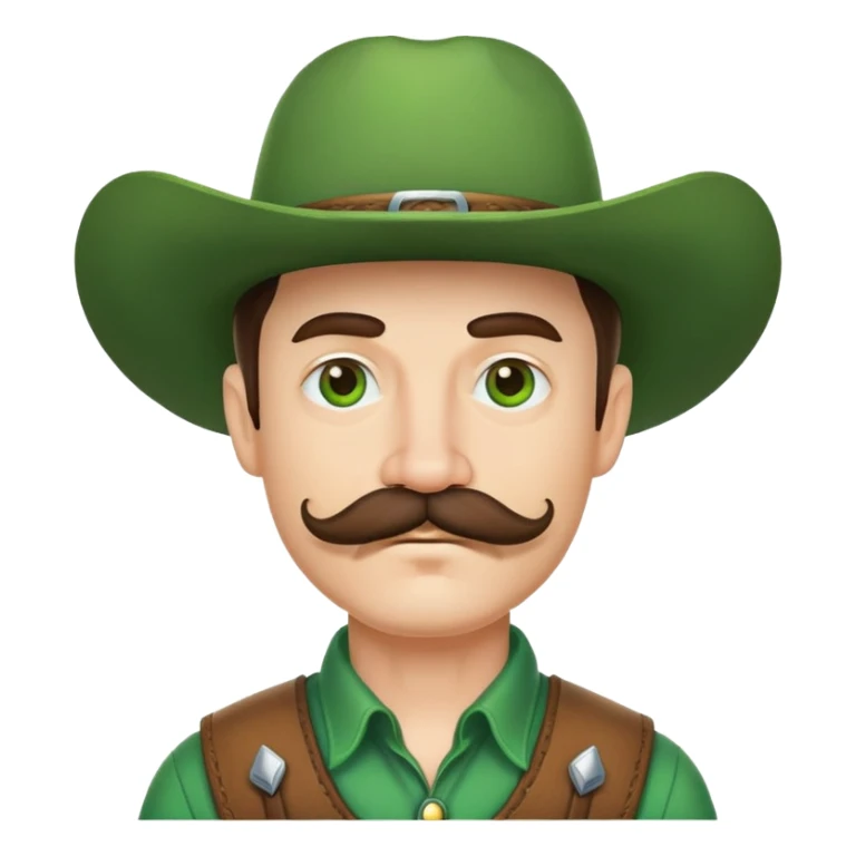 Cowboy face with green hat and handlebar mustache sticker