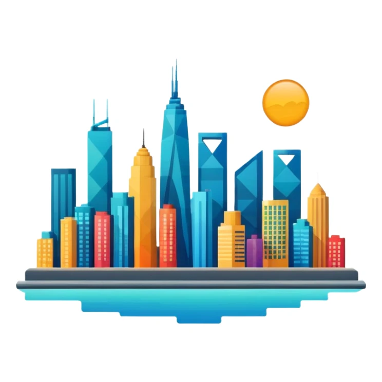 minimalist emoji of a megapolis with a skyline sticker