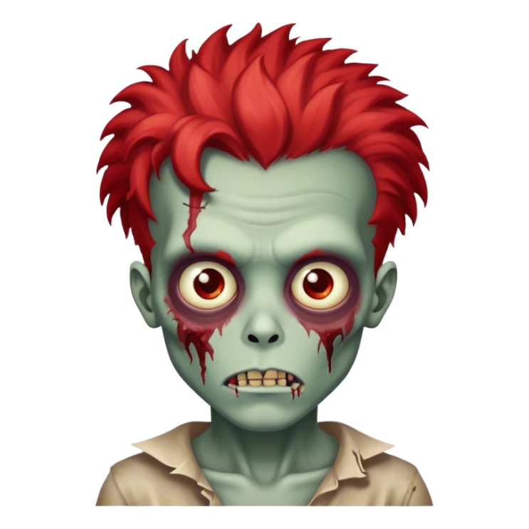 Zombie boy Red big hair Brown eyes sticker