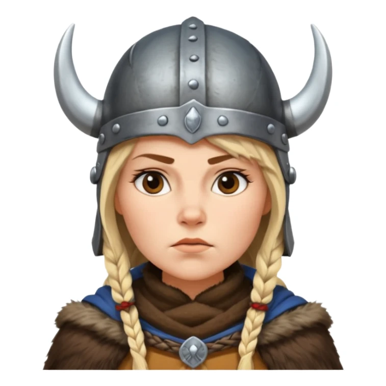 Viking woman with fur cape and helmet sticker