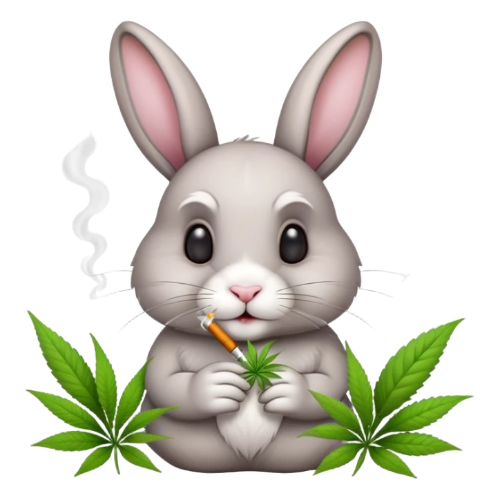 Bunny smoking marijuana with a spring flower theme with marijuana plants sticker