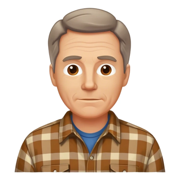 middle aged white man with dark brown van dyke, wearing a plaid shirt sticker