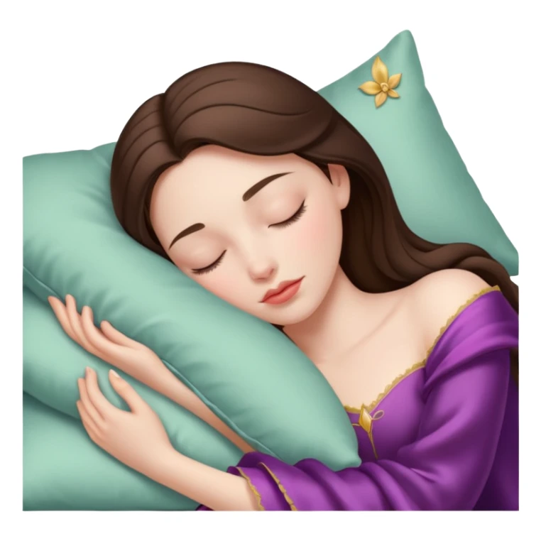 sleeping beauty brunette white girl with a silk pillow sticker