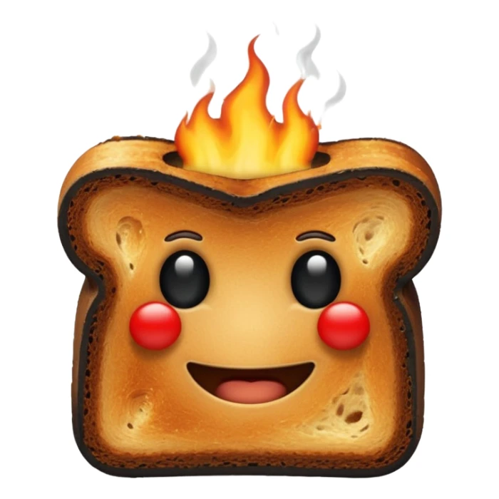 a piece of black burning toast sticker