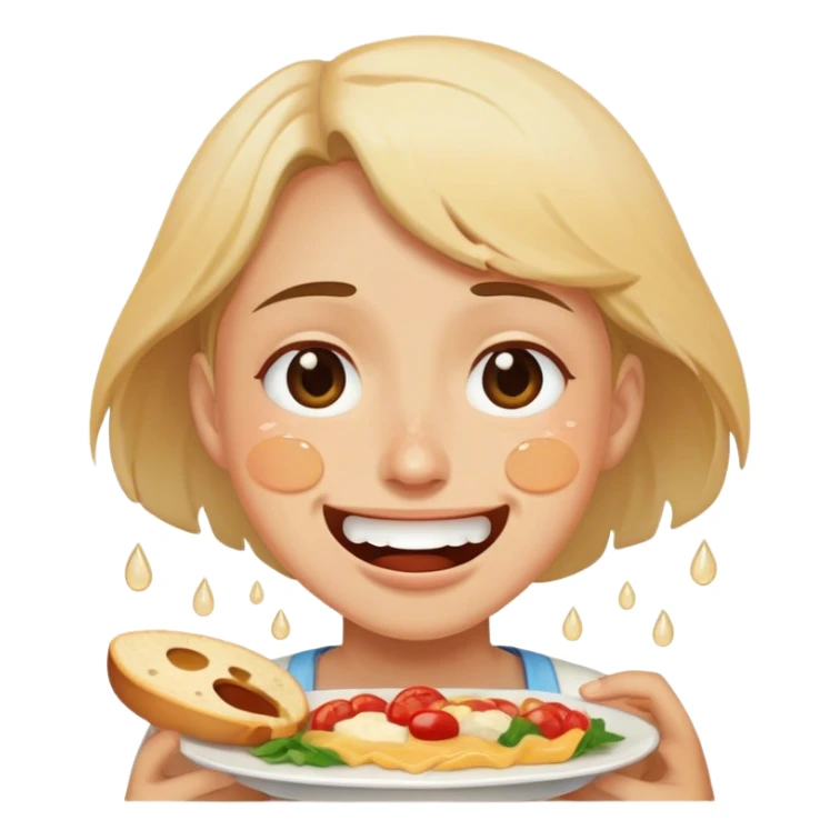 Happy tears and hungry emoji with food sticker