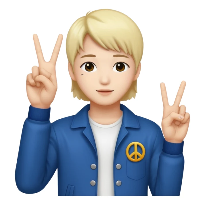 K-pop idol holding the peace sign sticker