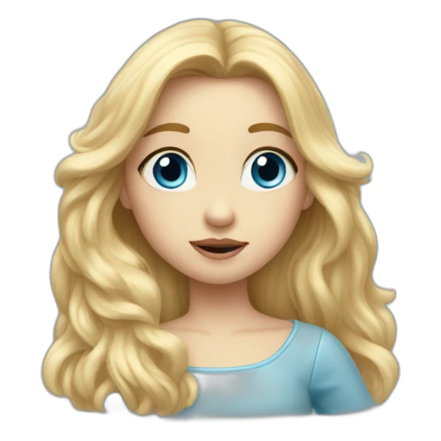 Blond long haired girl with big blue eyes blowing a kiss sticker