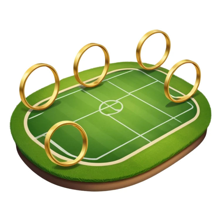 quidditch field with three golden hoops on each end, an oval shaped playing field sticker