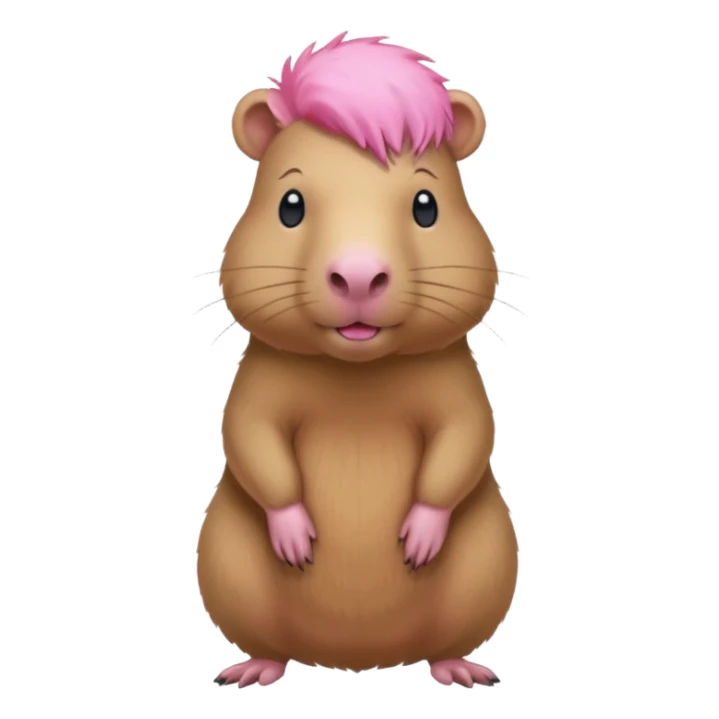 Capybara with pink head hair, standing sticker
