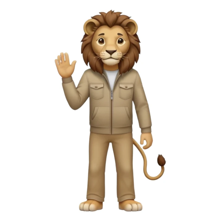 anthropomorphised lion in casual clothes walking upright, relaxed pose sticker